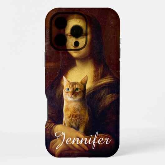 モナリザと彼女の猫 iPhoneケース (裏面)
