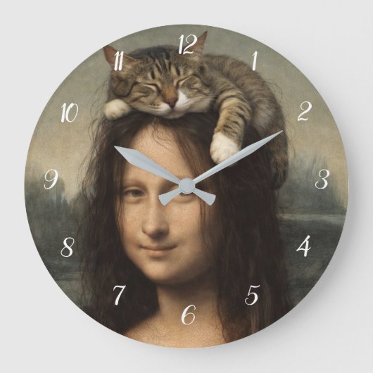 モナリザと眠る猫 ラージ壁時計 (正面)