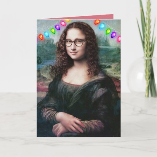 モナリザのウェーブヘアが面白いクリスマスカード カード (正面)
