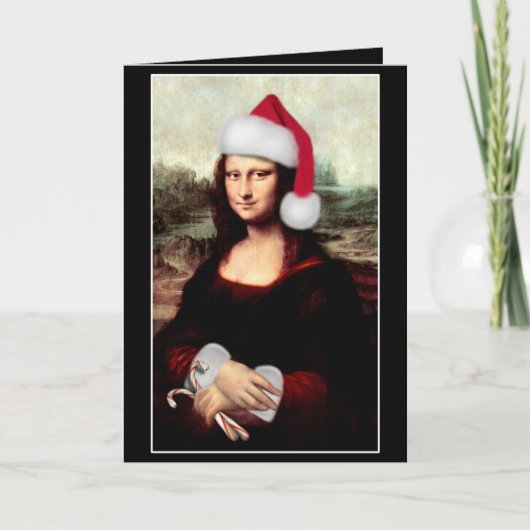 モナリザのクリスマスサンタハット シーズンカード (正面)