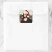 モナリザのクリスマスサンタハット スクエアシール (バッグ)