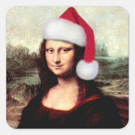 モナリザのクリスマスサンタハット スクエアシール