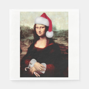 モナリザのクリスマスサンタハット スタンダードランチョンナプキン