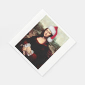 モナリザのクリスマスサンタハット スタンダードランチョンナプキン (角)