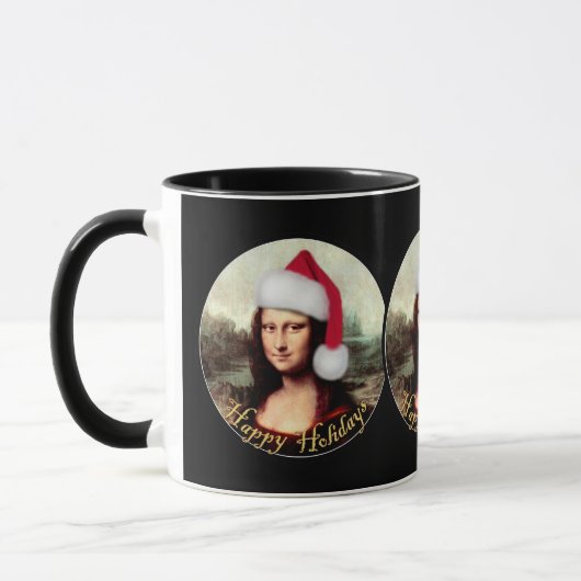 モナリザのクリスマスサンタハット マグカップ (左)