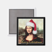 モナリザのクリスマスサンタハット マグネット (正面/裏面)