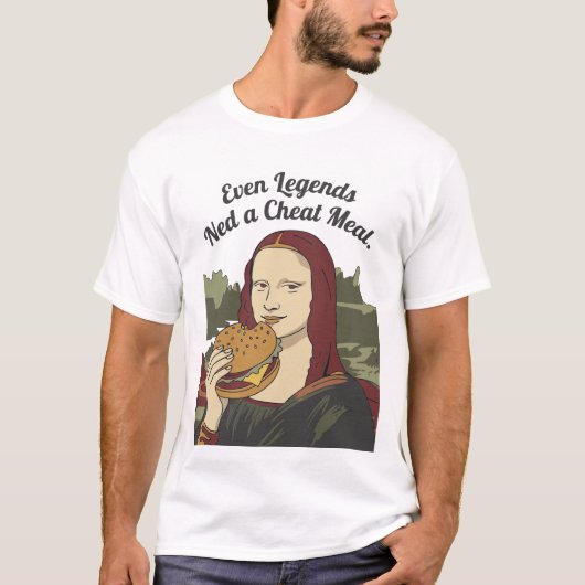 モナリザのハンバーガー Funny Classic Art Parody  Tシャツ (正面)