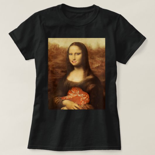 モナリザのハート バレンタインデーキス Tシャツ (デザイン正面)