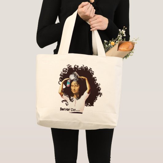 モナリザの寝ぐせの日 ラージトートバッグ (正面(商品))