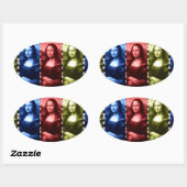 モナリザアニマルプリントの原色 楕円形シール (シート)