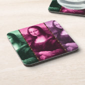 モナリザアニマルプリントグリーンピンクパープル コースター (左側)