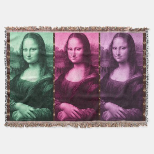 モナリザアニマルプリントグリーンピンクパープル スローブランケット (正面)