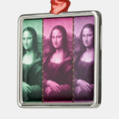 モナリザアニマルプリントグリーンピンクパープル メタルオーナメント (左)