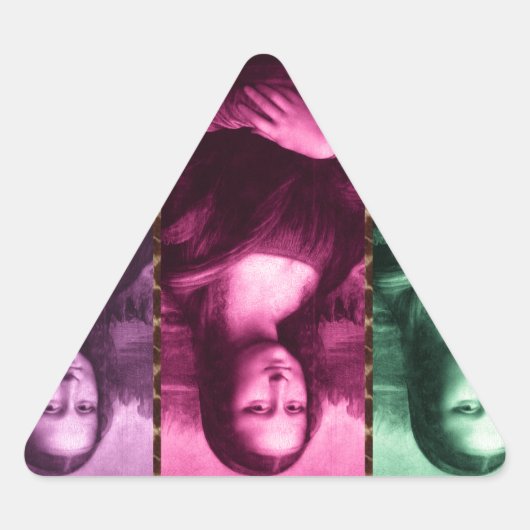 モナリザアニマルプリントグリーンピンクパープル 三角形シール (正面)