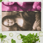 モナリザアニマルプリントパープルピンクチョコレート キッチンタオル (折り畳み)