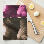 モナリザアニマルプリントパープルピンクチョコレート キッチンタオル (四つ折り)