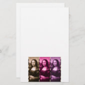 モナリザアニマルプリントパープルピンクチョコレート 便箋 (正面/裏面)