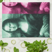 モナリザグリーンピンクパープル キッチンタオル (折り畳み)