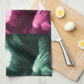 モナリザグリーンピンクパープル キッチンタオル (四つ折り)