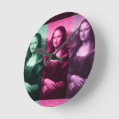 モナリザグリーンピンクパープル ラウンド壁時計 (傾斜)