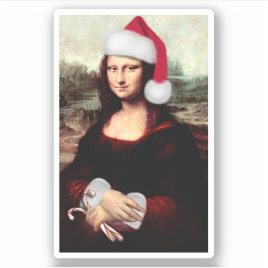 モナリザサンタハットクリスマス シール (正面)