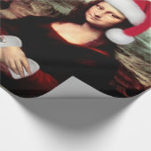 モナリザサンタ帽子クリスマス ラッピングペーパー (角)