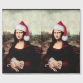 モナリザサンタ帽子クリスマス ラッピングペーパー (フラット)