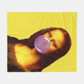 モナリザチューインガムバブル フリースブランケット (正面(横))