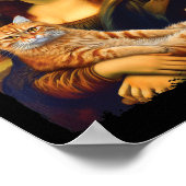 モナリザホールディングキャットポートレートアー絵を描ト子猫 ポスター (角)