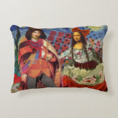 モナリザロマンチックおもしろいなカラフルアートワーク アクセントクッション (正面)