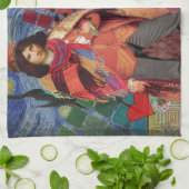 モナリザロマンチックおもしろいなカラフルアートワーク キッチンタオル (折り畳み)