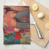 モナリザロマンチックおもしろいなカラフルアートワーク キッチンタオル (四つ折り)