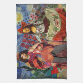 モナリザロマンチックおもしろいなカラフルアートワーク キッチンタオル (縦)