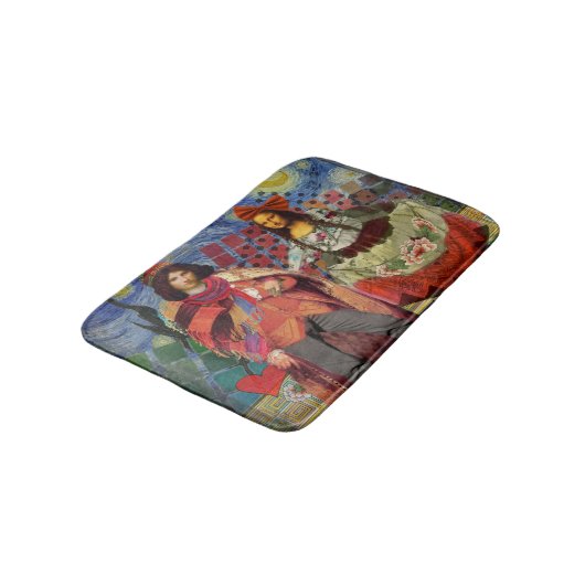 モナリザロマンチックおもしろいなカラフルアートワーク バスマット (アングル)