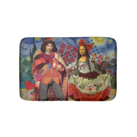 モナリザロマンチックおもしろいなカラフルアートワーク バスマット (正面)