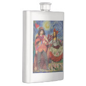 モナリザロマンチックおもしろいなカラフルアートワーク フラスク (右)