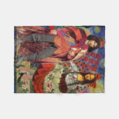 モナリザロマンチックおもしろいなカラフルアートワーク フリースブランケット (正面(横))