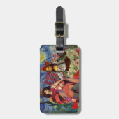 モナリザロマンチックおもしろいなカラフルアートワーク ラゲッジタグ (正面縦)