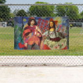 モナリザロマンチックおもしろいなカラフルアートワーク 横断幕 (インサイチュ)