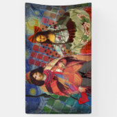 モナリザロマンチックおもしろいなカラフルアートワーク 横断幕 (縦)