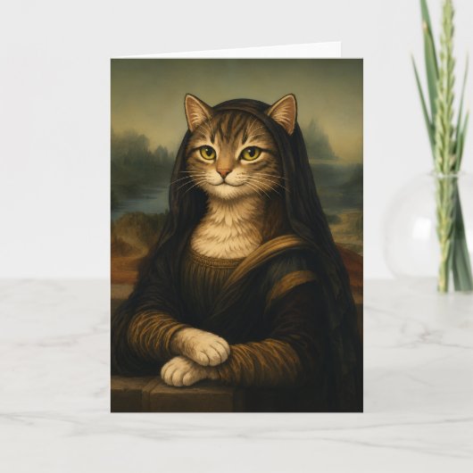 モナリザ猫のパロディ ルネサンスアート カード (正面)