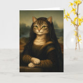 モナリザ猫のパロディ ルネサンスアート カード (黄色い花)