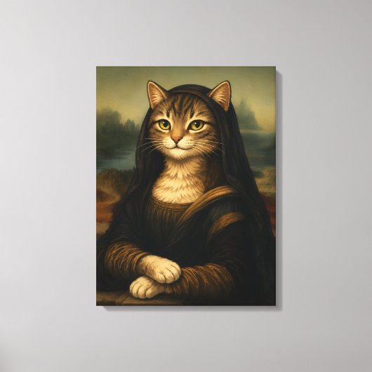 モナリザ猫のパロディ ルネサンスアート キャンバスプリント (正面)