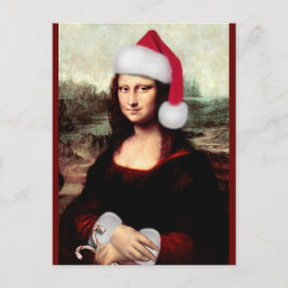 モナリザ サンタ帽子 クリスマス ポストカード