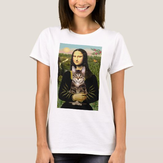 モナリザ – ブラウン虎猫タイガー猫 Tシャツ (正面)