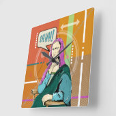 モナリザ·ポパート スクエア壁時計 (傾斜)