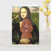 モナリザ-濃い赤の標準プードル#1 カード (黄色い花)