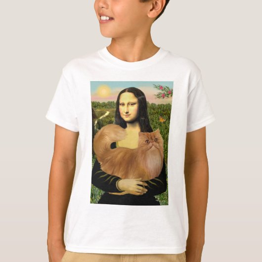 モナリザ – 赤ペルシャ猫 Tシャツ (正面)