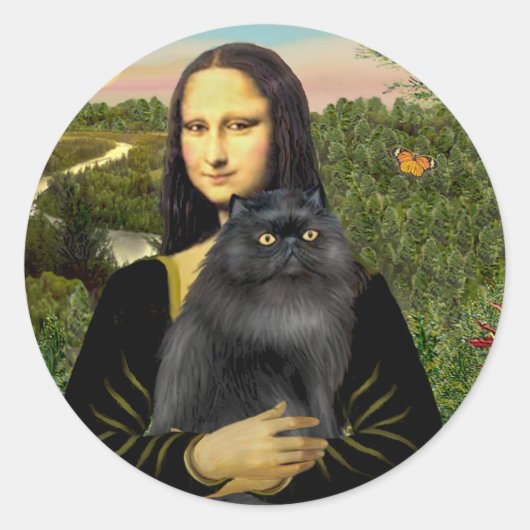 モナリザ 黒猫 ペルシャ猫 ラウンドシール (正面)
