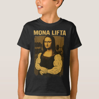 モナリフタジムトレーニングおもしろいモナリザフィットネスビン Tシャツ